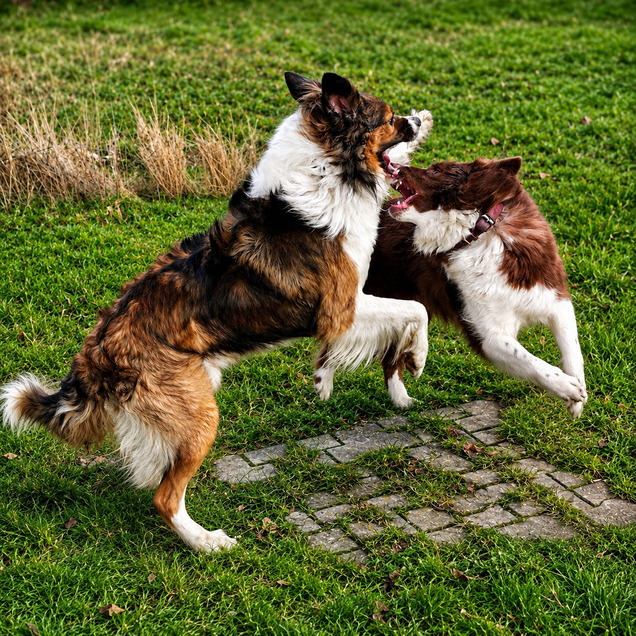 Border Collies beim Spielen und Raufen