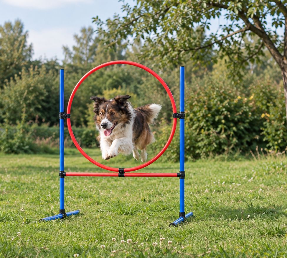Border Collie Lion draußen bei einer gemeinsamen Übung