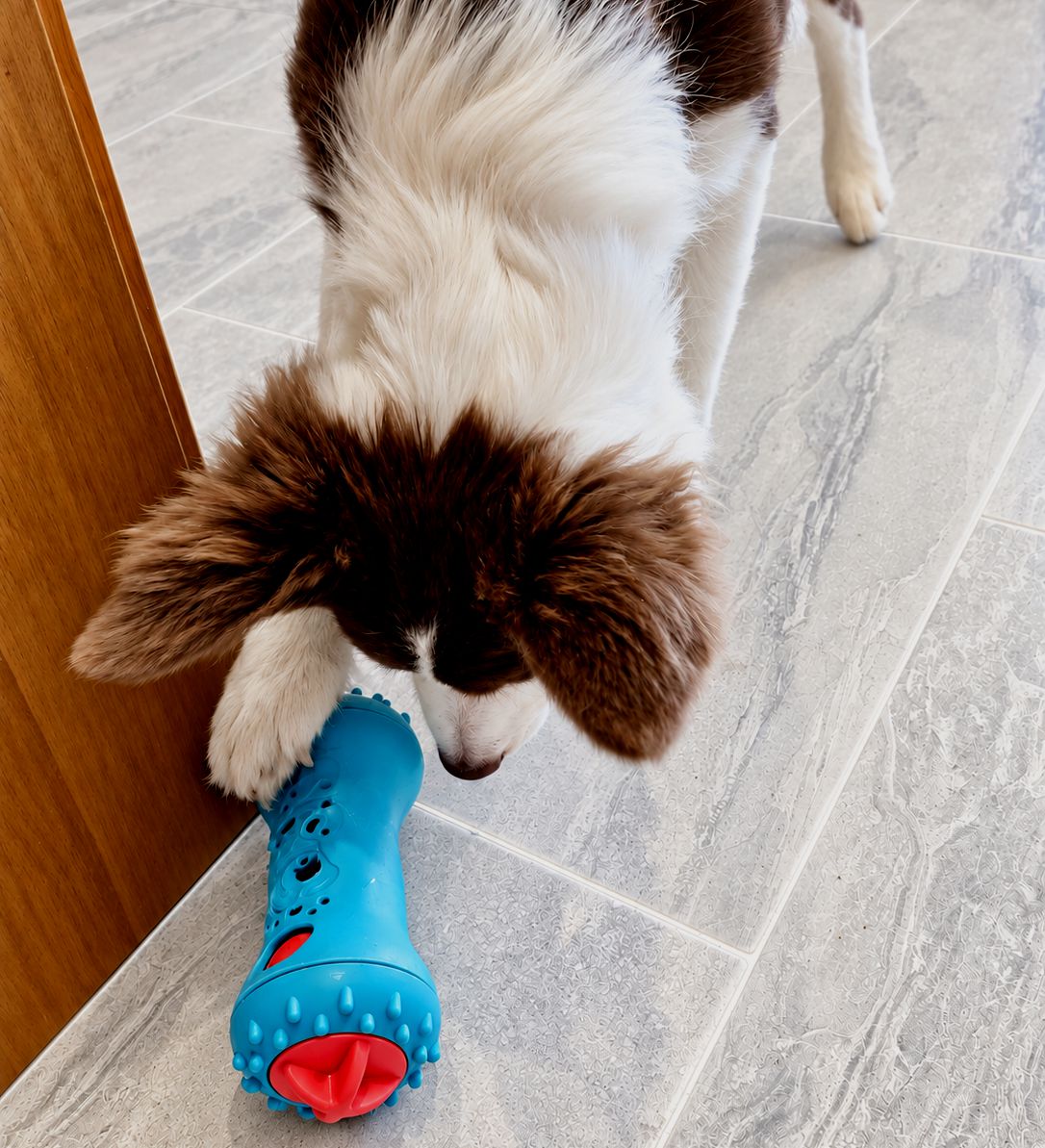 Maya mit Leckerchenrolle